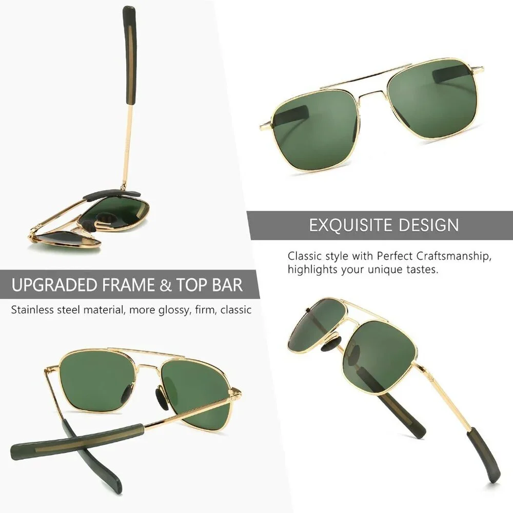 Men's Military Style Polarized Pilot Aviator Sunglasses Bayonet Temples - Picture 4 of 8